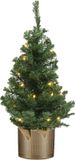 Shoppartners Bv Sapin de Noël artificiel 75 cm - avec éclairage - pot doré - 35 LED blanc chaud
