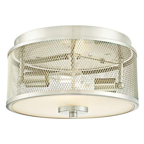 Westinghouse Lighting 63279 33 cm plafondlamp voor binnen, geborsteld geborsteld nikkel afwerking met rooster en mat glas