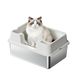 Garvee Kattenbak van roestvrij staal, 60 x 40 x 27 cm, groot, halfgesloten kattenbak met hoge rand, spatwaterdicht, gemakkelijk te reinigen en geurremmend, ideaal voor grote en middelgrote katten, wit