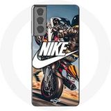 Nike Hoesje voor Samsung Galaxy S21 Logo Wit Motorfietswiel