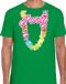Bellatio Decorations Tropical party T-shirt voor heren - bloemenkrans - groen - carnaval/themafeest XL