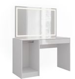 Vicco Kaptafel met licht Sherry, Wit/Wit Hoogglans, 119.8 cm met LED-spiegel