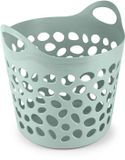 PLASTICFORTE Panier à linge/panier de rangement flexible - rond - vert menthe - 35 litres - D40 x H39 cm