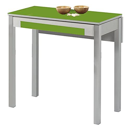 ASTIMESA Keukentafel, metaal, groen, 90 x 50 cm, uittrekbaar 90 x 70 cm