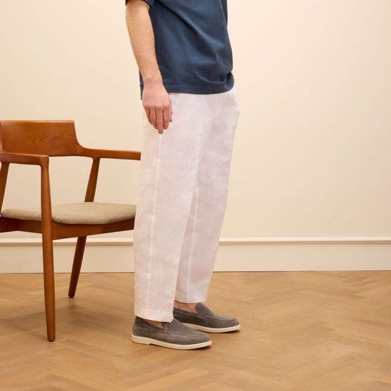 Manfield - Heren - Grijze suède loafers - Maat 42