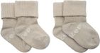 KipKep Blijf-Sokjes - Cookie - 0-6 maanden - baby sokjes - 2 paar - biologisch katoen - beige