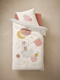Vertbaudet Set dekbedovertrek + kussensloop voor kinderen met gerecycled katoen PRINCESSE POESIE