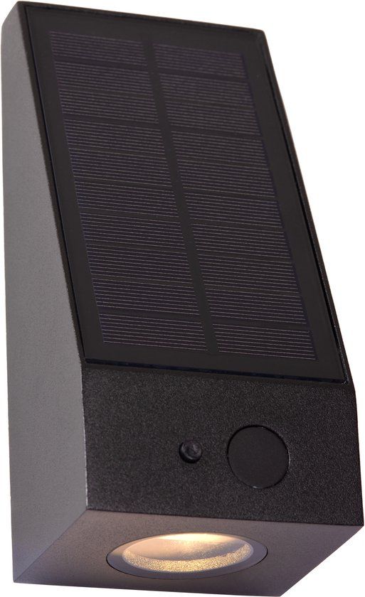 Lucide IRWIN - Wandlamp - Zonne-energie - LED Dimbaar - 1x2W 3000K - IP54 - Beweging & dag/nacht sensor - Zwart
