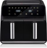 alpina Dubbele Airfryer XXL - Heteluchtfriteuse 2x4L - Air Fryer met Digitaal Touchscreen - Heteluchtoven voor 6 Personen en Meer - 8 Kookprogramma's - Sync-Modus - Timer Functie