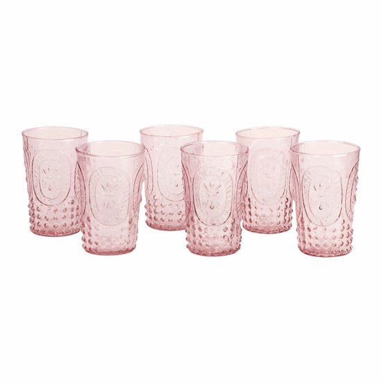 LOBERON Glas set van 6 Fleury roze