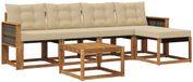 vidaXL Buiten bank set 6 st Natuurlijk en Beige