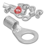 Kalitec 10 stuks Q10-8 krimpkabelschoen 10 mm² M8 ongeïsoleerd DIN 46234
