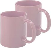 Bellatio Design Tasses à café/Gobelets - 2x - Céramique - Brillant - Avec anse - Vieux rose - 370 ml
