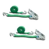DoZurr 2000 Set van 2 spanbanden met ratel en profielhaken, belastbaar tot 1000 kg, 35 mm breed x 8 m lang, groen