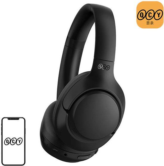 QCY H3 (Zwart) - Draadloze Noise Cancelling koptelefoon - 60u Speeltijd, Lichtgewicht, met Microfoon