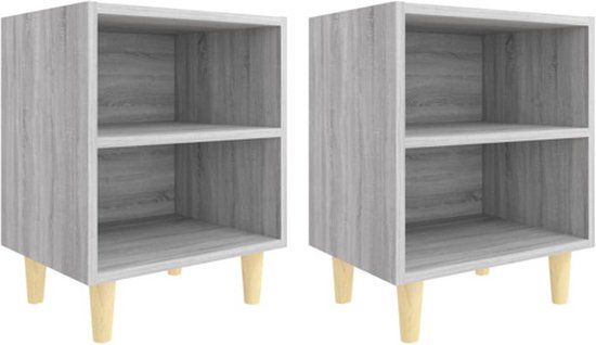 vidaXL Nachtkastjes - Set van 2 - Hout - Grijs Sonoma - 40x30x50 cm