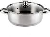 Vier Kookpan Diameter 22 cm, Roestvrij Staal 18/10, Zilver, Inclusief Deksel