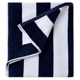 LULUHOME Pluche oversized strandlaken - pluizig katoen 96 x 180 cm marineblauw gestreept badhanddoek, grote zomer zwemmen cabana handdoek