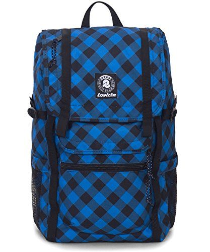 Invicta Zaino Triko Blauw en Nero Tasca Porta Padded voor PC 27 L Geruite ruit