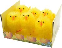 Decoris mini poussins jaunes - 6x pièces - poussins de Pâques - hauteur 6,5 cm - Décoration de Pâques