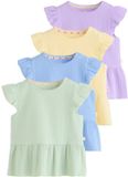 Next - Meisjes - Set van 4 peplumbaby-T-shirts met korte mouwen - Geel