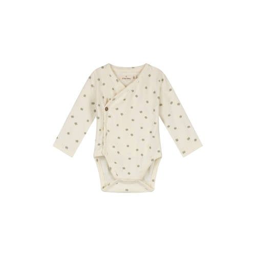 A Tiny Story romper met overslag ecru/groen