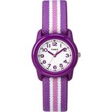 Timex TIME Machines® 29 mm blå/gul rand elastiskt tyg barnklocka, Lila/rosa, Childrens, rem