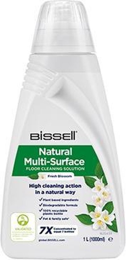 Bissell Natural Multi-Surface Floor Cleaning Solution, 1L | voor CrossWave, SpinWave, SpinWave Robot en HydroWave | Plantaardige bestanddelen en veilig voor kinderen en huisdieren | 3096
