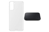 Samsung Clear Cover Smartphone Cover EF-QG996 voor Galaxy S21+, extra dun en gripvast, beschermhoes, transparant, inclusief Wireless Charger Pad P1300, zwart