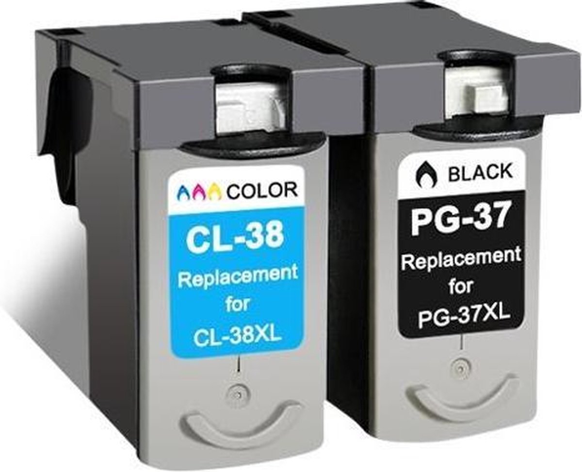InktDL Remanufactured inkt cartridges voor Canon PG-37 / CL-38 | Multipack van 2 inktcartridges voor Canon Pixma IP1800, IP2500, IP2600, MP140, MP190, MP210, MP220, MP470, MX300, MX310