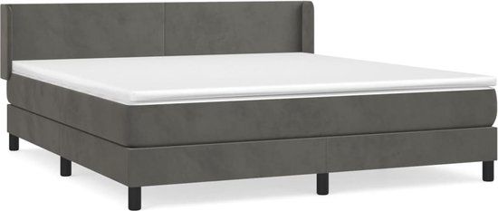 vidaXL Boxspring met matras fluweel donkergrijs 160x200 cm