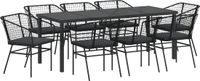 vidaXL Tuinset, 9-delig, zwart, polyrotan