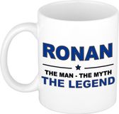 Bellatio Decorations Ronan cadeau mok - man myth legend - naam koffiemok / beker - wit en blauw - 300 ml - verjaardag