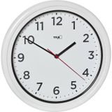 TFA Dostmann buitenwandklok waterdicht, 60.3078, buitenklok, UV-bestendig, quartzklok zonder radio, voor zwembad, terras, tuin, balkon, diameter 30,5 cm, goed afleesbaar, wit