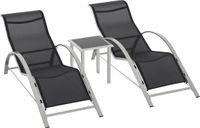 Outsunny Driedelig Ligstoel met tafel zitgroep voor in de tuin mesh metaal grijs 84B-570