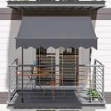 Merkloos Klemluifel - Zonneluifel - Balkonluifel - Terras-luifel - UV- en Waterbestendig - Aluminium Frame - Handzwengel - Buiten - 350x120 cm - Grijs