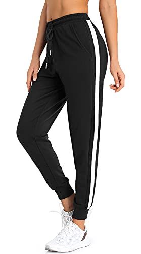 Joggingbroek Icecat Joggingbroek voor dames, lange sportbroek met elastiek, warme vrijetijdsbroek, relaxbroek, trainingsbroek, sportkleding, yogabroek, sweatpants met strepen, voor sport, vrije tijd, zwart, blauw, grijs