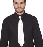 Fiestas Guirca Carnaval verkleed stropdas - wit - polyester - volwassenen/unisex