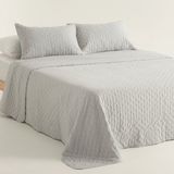 GAMUSI Nara Sprei - Gewatteerd - Superzacht - 270 x 270 cm + 2 Kussenslopen - Lichtgrijs - Lichtgewicht Quilt - OEKO-TEX