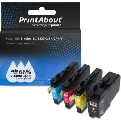 PrintAbout Huismerk Brother LC-3235XLBK/C/M/Y Inktcartridge 4-kleuren Voordeelbundel
