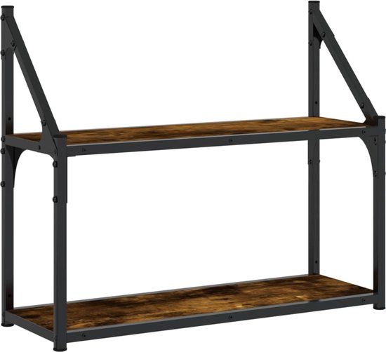 vidaXL Wandrek 2-laags Hout Gerookt eiken 60x21x51 cm