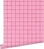 ESTAHome Behang Geblokt Motief Roze - 0.53 x 10.05 m