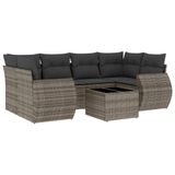 VidaXL 7-delige Loungeset met kussens, poly rattan, grijs