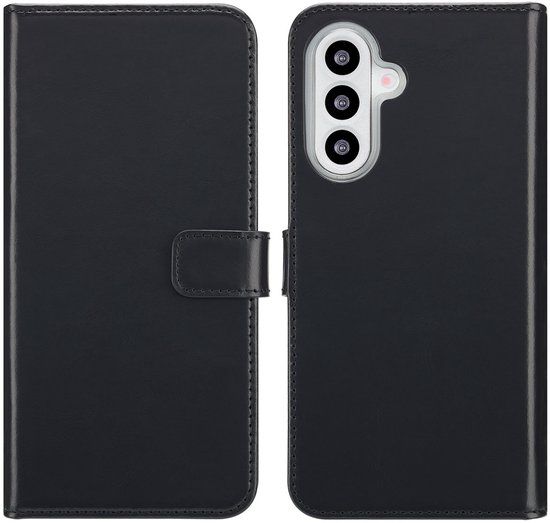 Selencia Echt Leren Bookcase voor de Samsung Galaxy A26 - Zwart