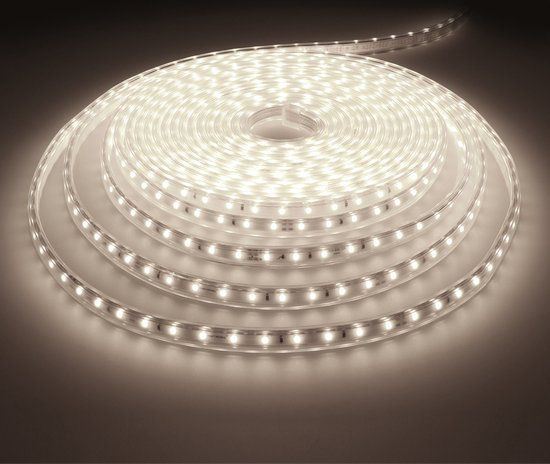 HOFTRONIC Flex60 - Dimbare LED Strip 10m - 6000K daglicht wit - 60 LEDs per meter 2835 High Lumen - 308 Lumen per meter - IP65 voor binnen en buiten - Waterdicht en UV bestendig - Per meter inkortbaar - Incl. Netvoeding en eurostekker