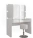 Vicco Annabelle Kaptafel – 110 cm met LED-verlichting en kruk Wit hoogglans/wit
