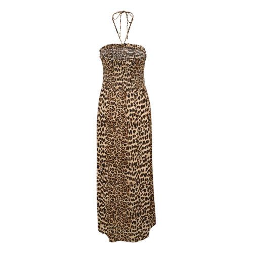 Kaffe maxi jurk KAamber met panterprint bruin