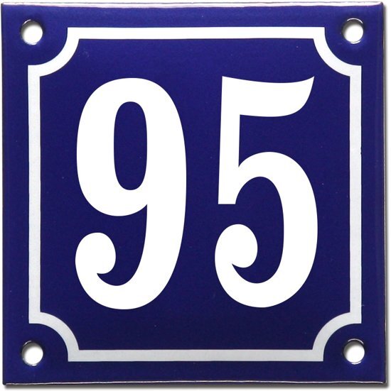 EmailleDesignÂ® Emaille huisnummer blauw/wit nr. 95
