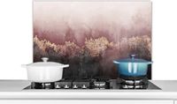 KitchenYeah Spatscherm keuken - Goud - Abstract - Chic - Roze - Luxe - Keuken - Achterwand keuken - 90x60 cm - Aluminium