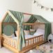 LILIMAUS Lit cabane baldaquin avec détails dorés - baldaquin pour lit cabane - 135 x 270 cm - mousseline de coton - vert